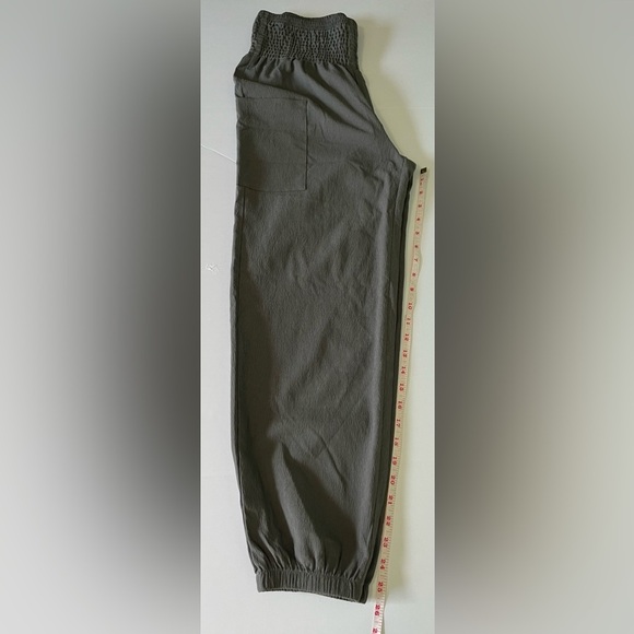 SHEIN Cargo Joggers Women’s M Smocked Elastic Waist Band Olive Khaki Green - Picture 4 of 8